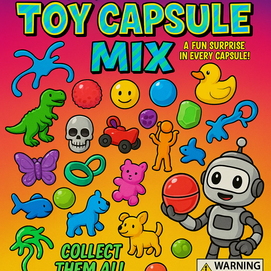 Economy Toy Mix 1.26" Round Capsules